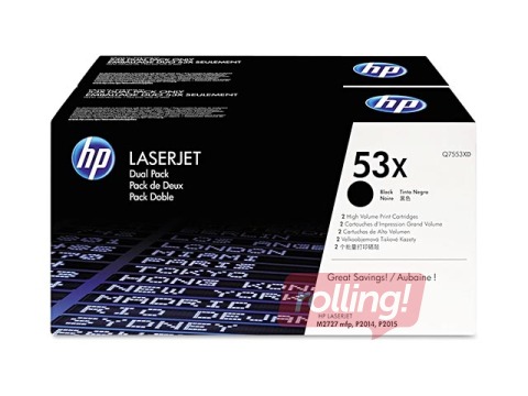 HP 53X 2-pack High Yield Black Original LaserJet Toner Cartridges