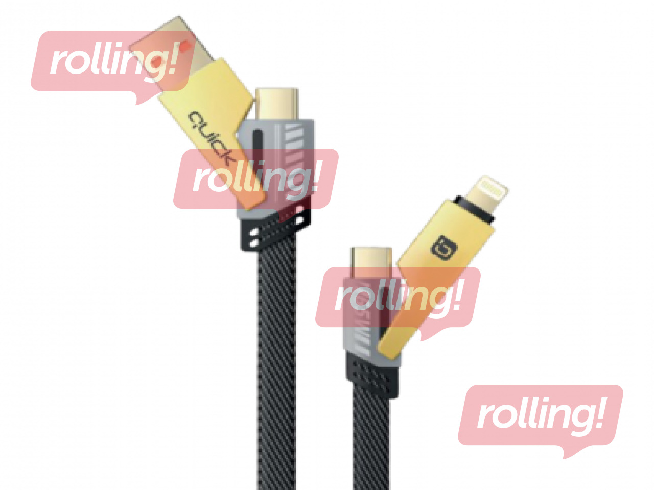 Ühenduskaabel Quick QB-100 punutud 4in1 mitmeotstarbeline laadimis- ja andmesidekaabel 1,2 m