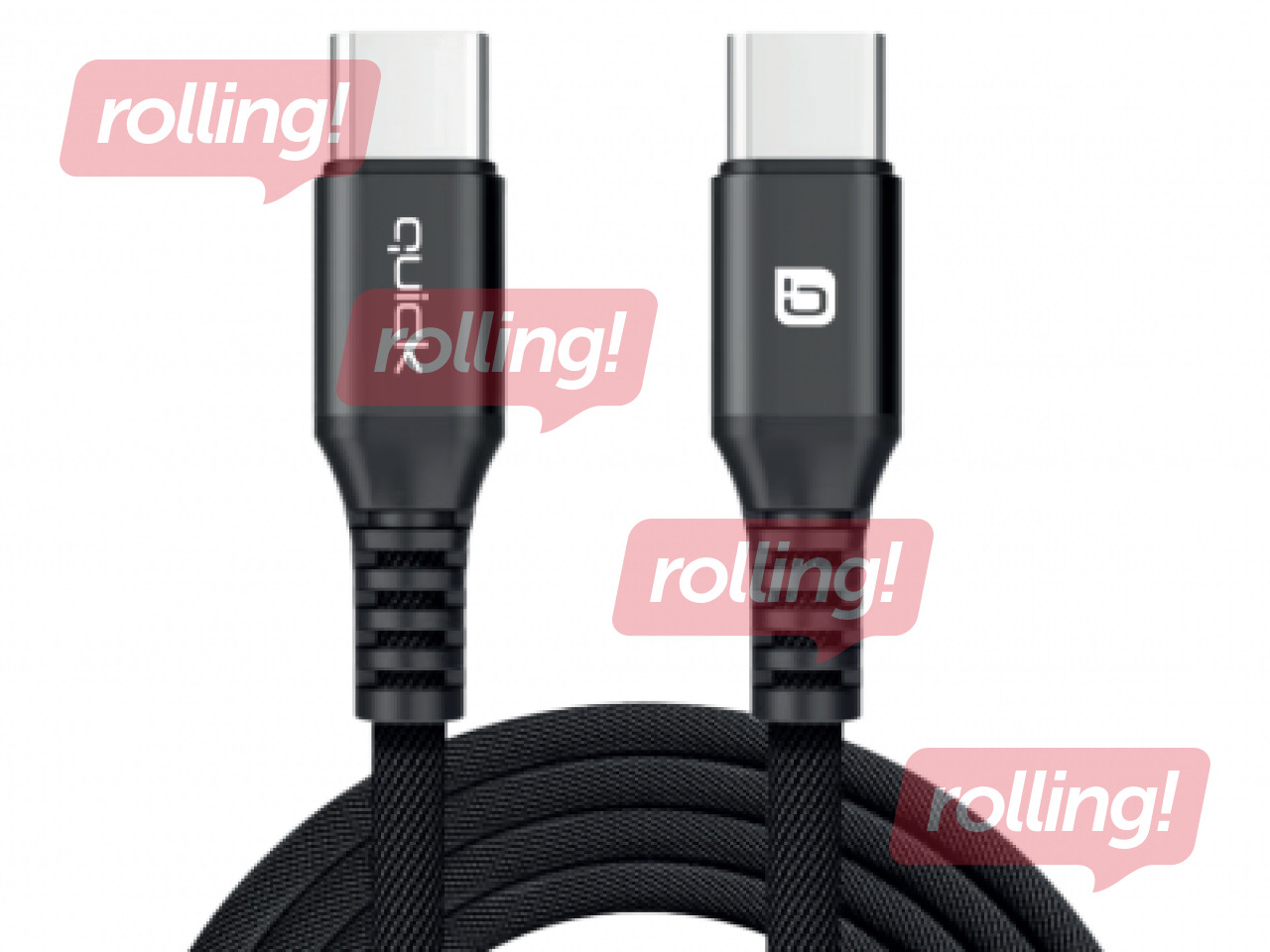 Quick QB-131 punutud 60 W laadimis- ja andmesidekaabel USB-C – USB-C, 1,5 m