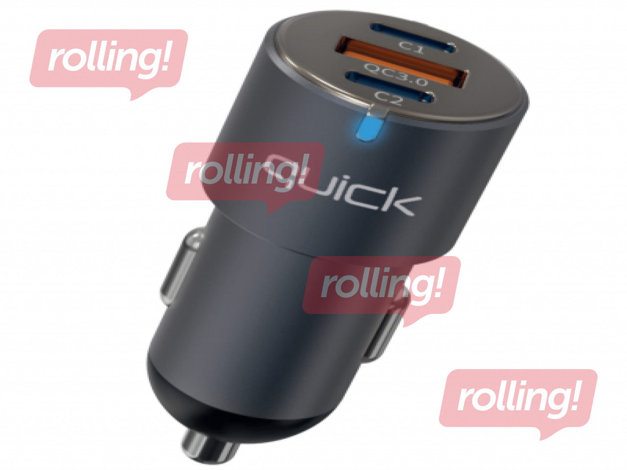 Auto lādētājs Quick QC-420 ar USB / 2x USB-C 60W