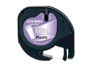 DYMO LetraTag PlastikLint 12mm x 4m / must läbipaistval