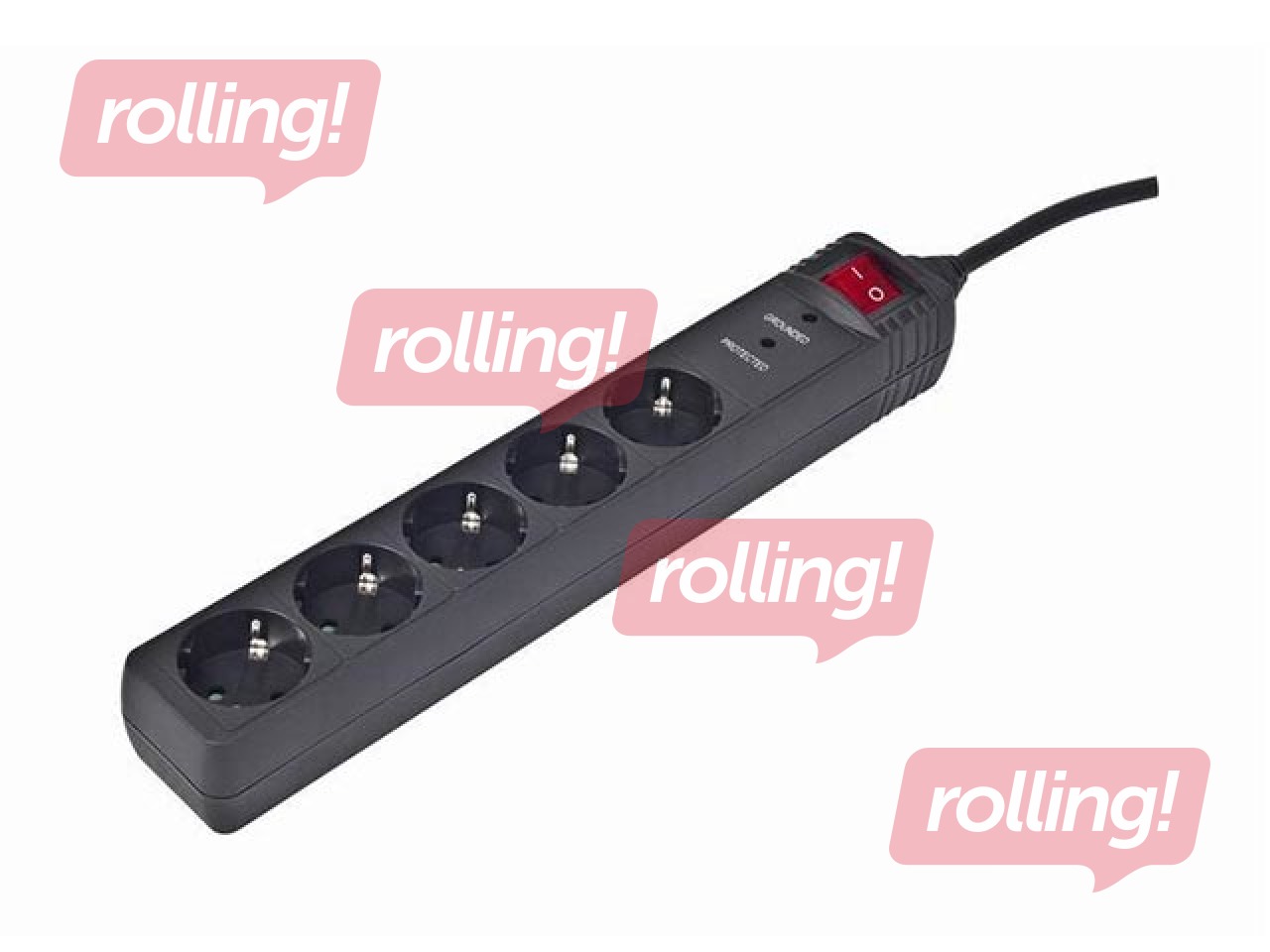 Extension cord Gembird 5 way, 4.5 m with indicator, black