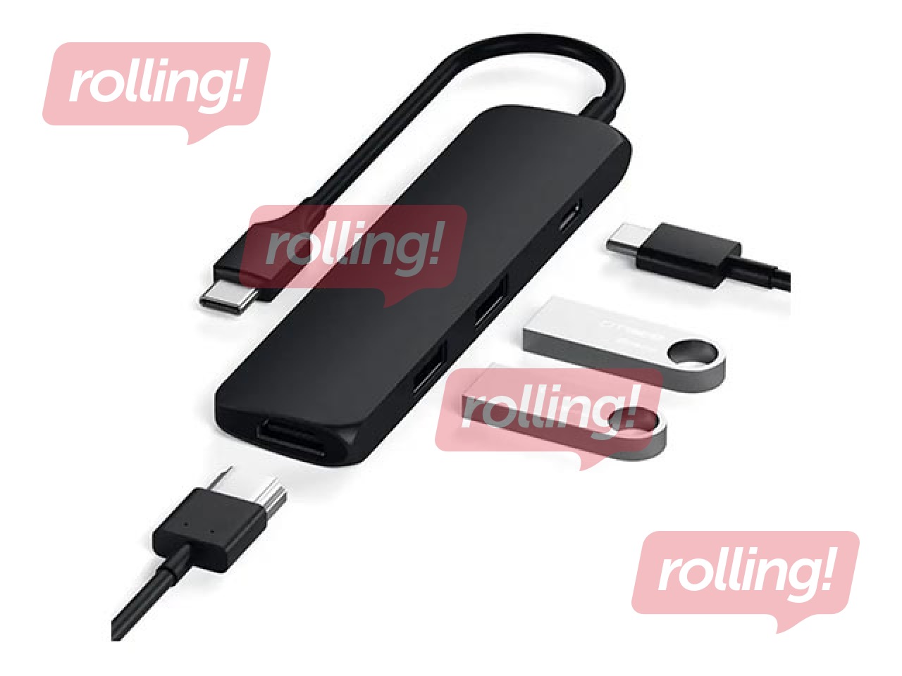 Satechi Slim USB-C MultiPort Adapter with 4K HDMI Video Output and 2 USB 3.0 Ports