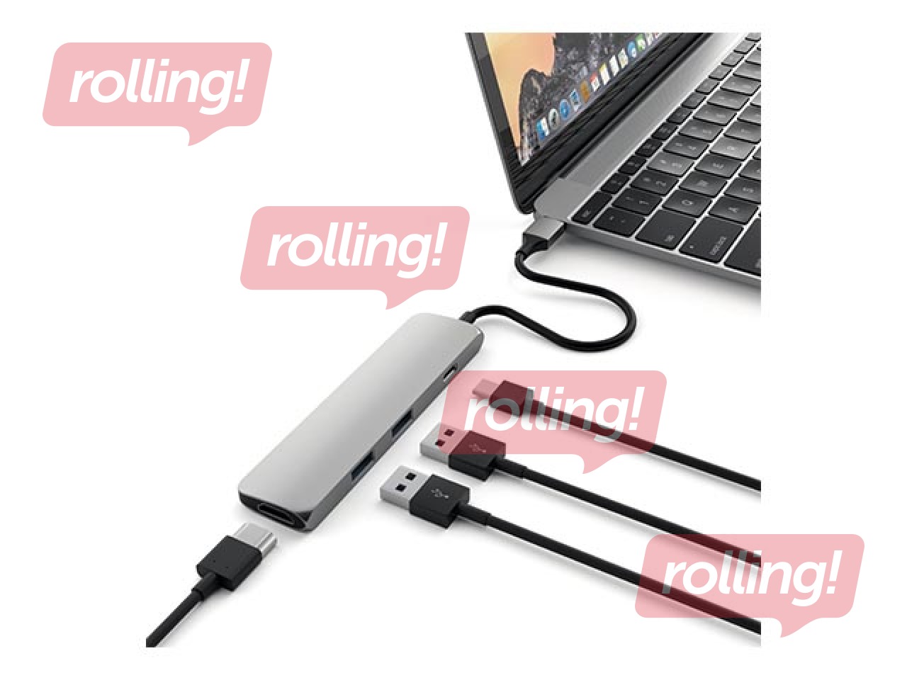 Satechi Slim USB-C MultiPort adapter 4K HDMI videoväljundi ja 2 USB 3.0 pordiga