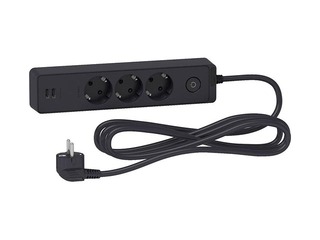Extension cord Schneider Electric 3 sockets, 3m, 2xUSB, black