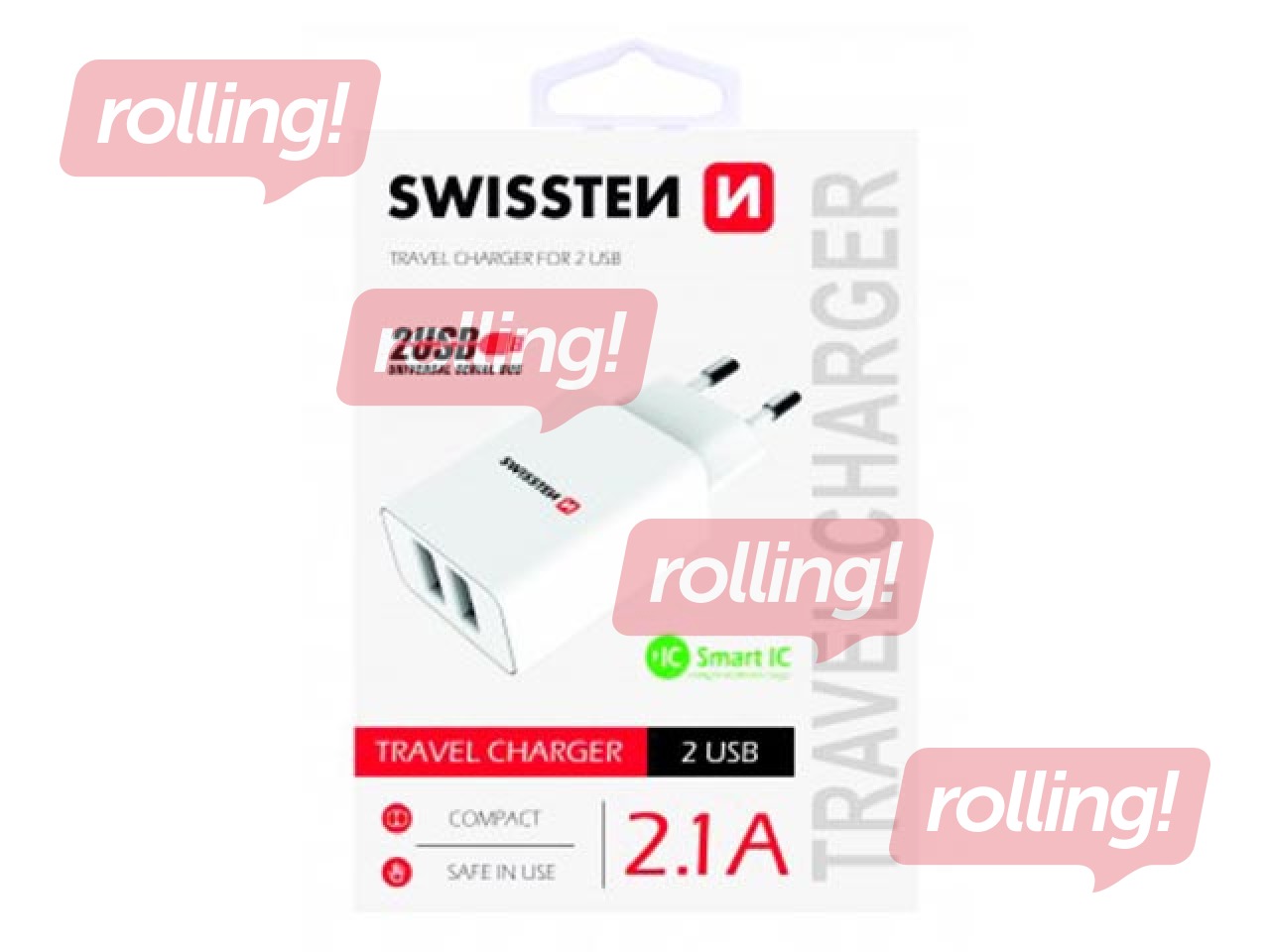 Laadija Swissten Premium USB + USB, 2.1А , 10.5W, valge