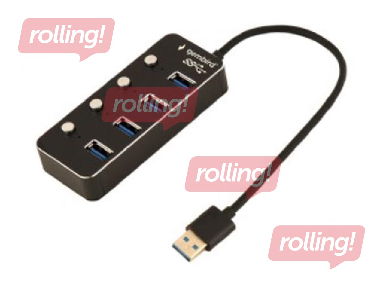 Gembird USB 3.1 (Gen 1) toitega 4-pordiline jaotur koos lülititega, must