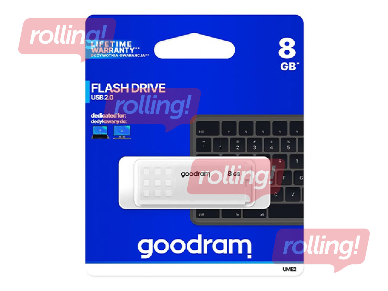 USB накопитель Goodram UME2, USB 2.0, 8ГБ, белый
