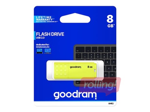 USB flash drive Goodram UME2, USB 2.0, 8GB, yellow