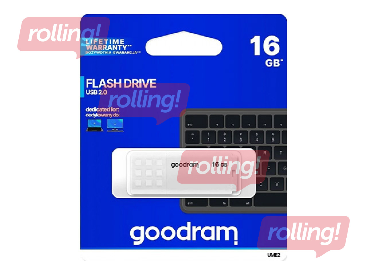 USB mälupulk Goodram UME2, USB 2.0, 16GB, valge