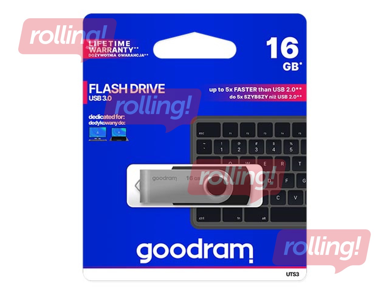 USB flash drive GOODRAM 16GB UTS3, USB 3.0, Black
