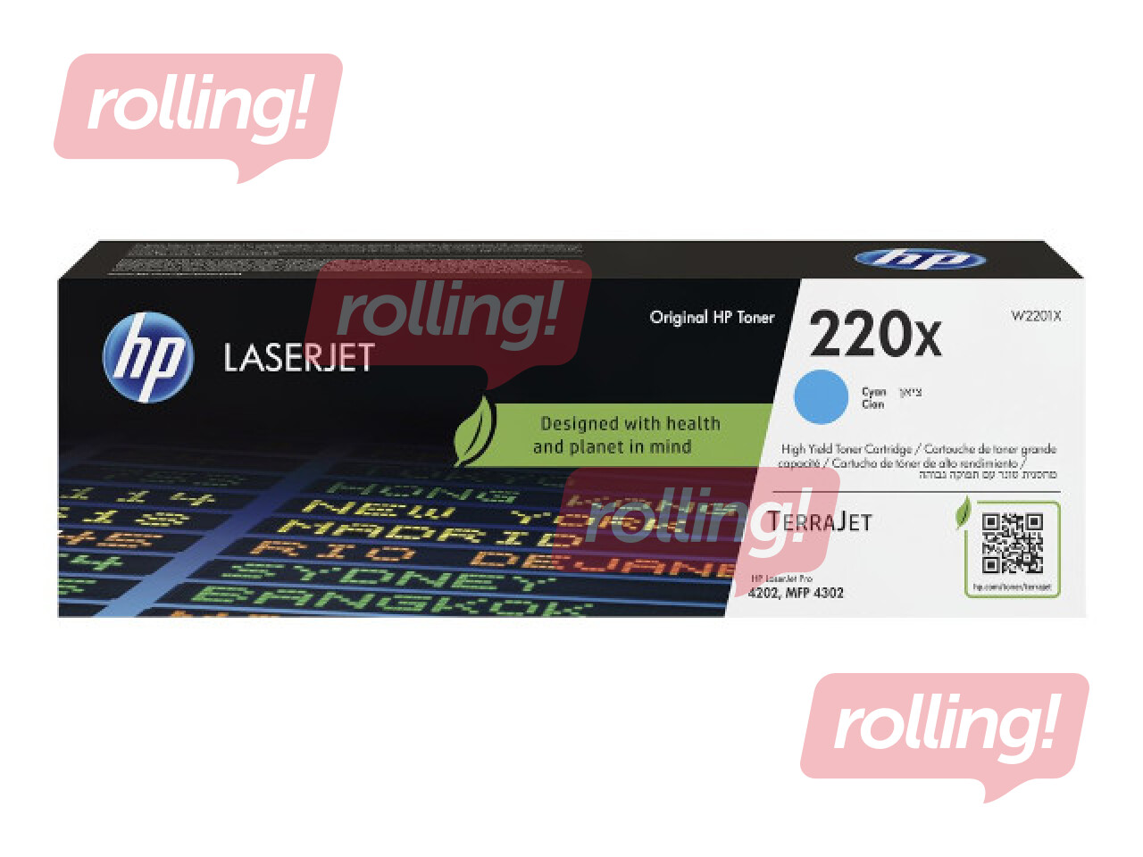 Tonera kasete HP 220X, ciānzila (5500 lpp)