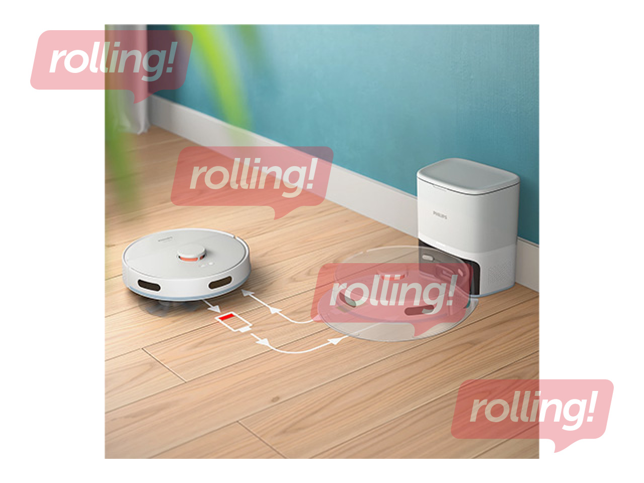 Robot-tolmuimeja Philips HomeRun 2000 pesemisfunktsiooniga, valge